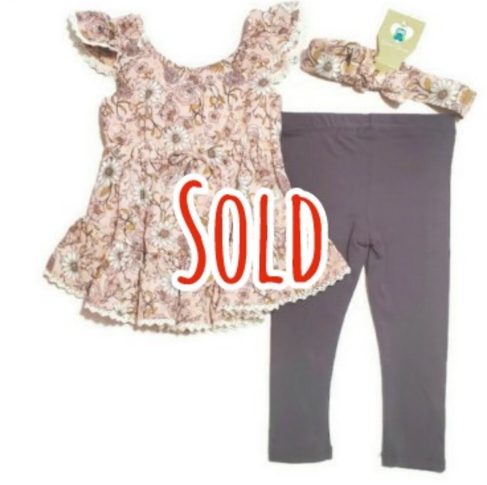 NWT 12M baby girl Emma's Garden 3 piece outfit